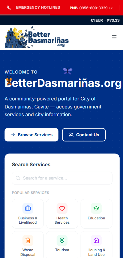 BetterDasmariñas — mobile preview