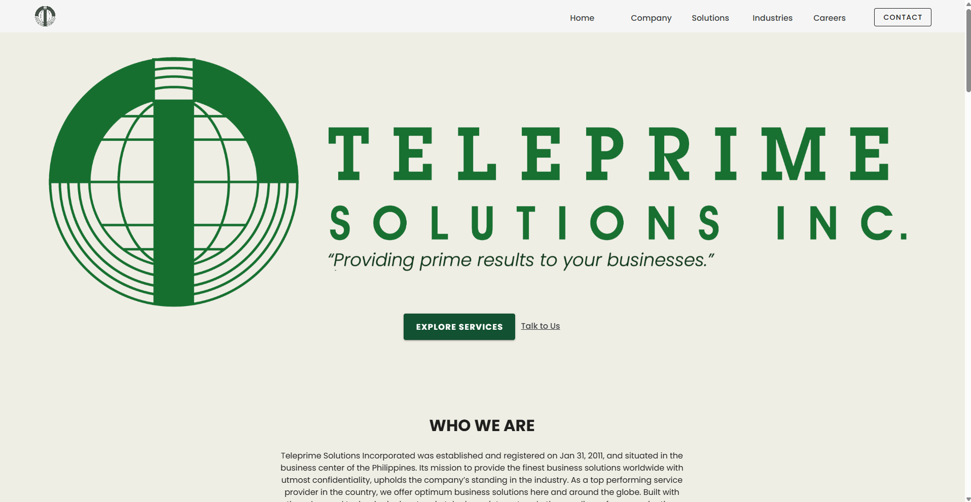Teleprime Solutions Inc. — desktop preview